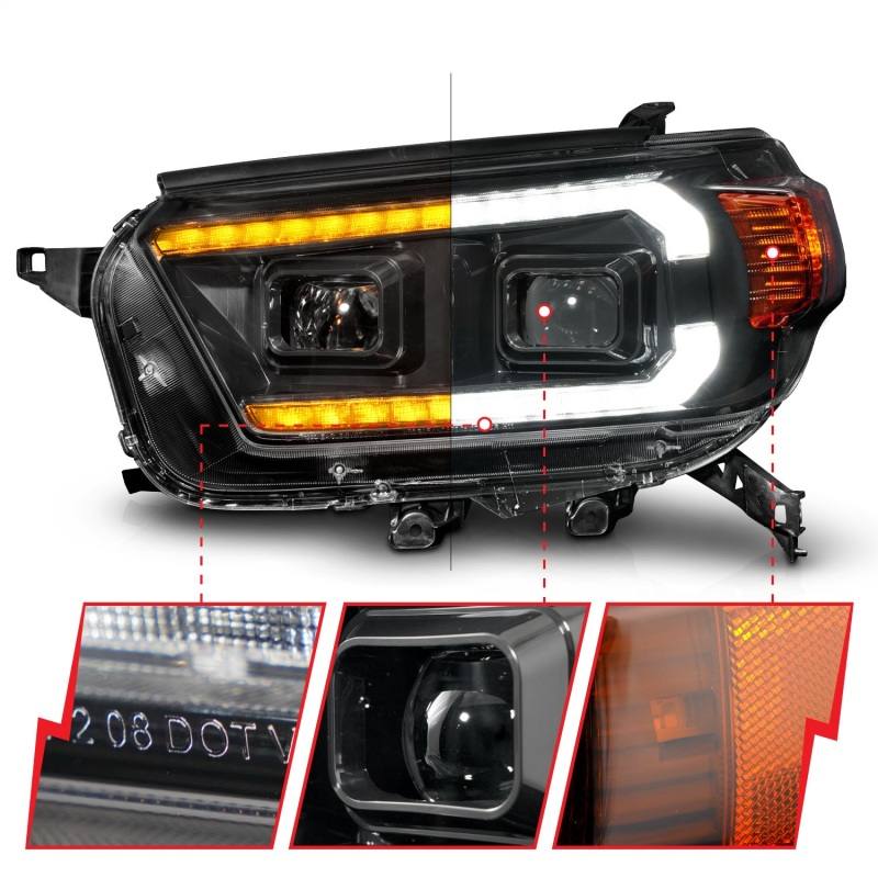ANZO 10-13 Toyota 4Runner Projector Headlights - Black 111602 image 4