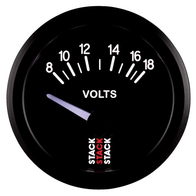 Autometer Stack Instruments 52mm 8-18V Electric Battery Voltage Gauge - Black ST3216 image 4