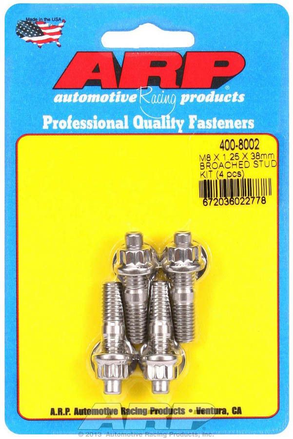 ARP M8 x 1.25 x 38mm Broached 4 Piece Stud Kit 400-8002