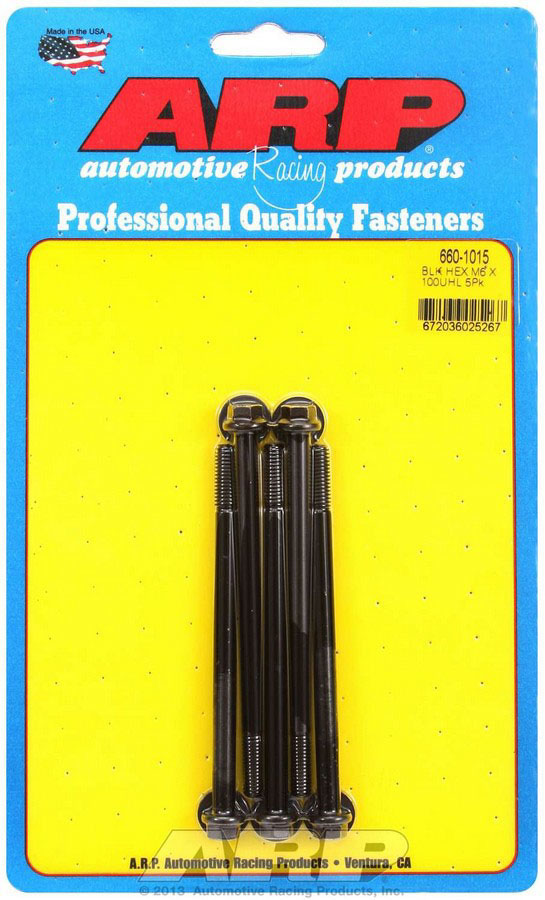 ARP M6 x 1.00 x 100 Hex Black Oxide Bolts (5/pkg) 6601015