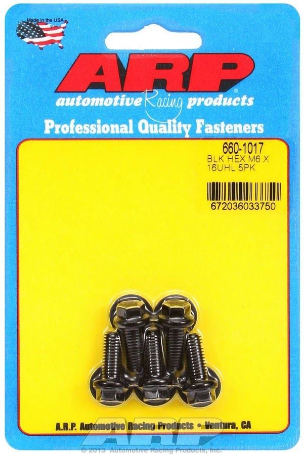 ARP M6 x 1.00 x 16 Black Oxide Hex Bolts (5/pkg) 660-1017
