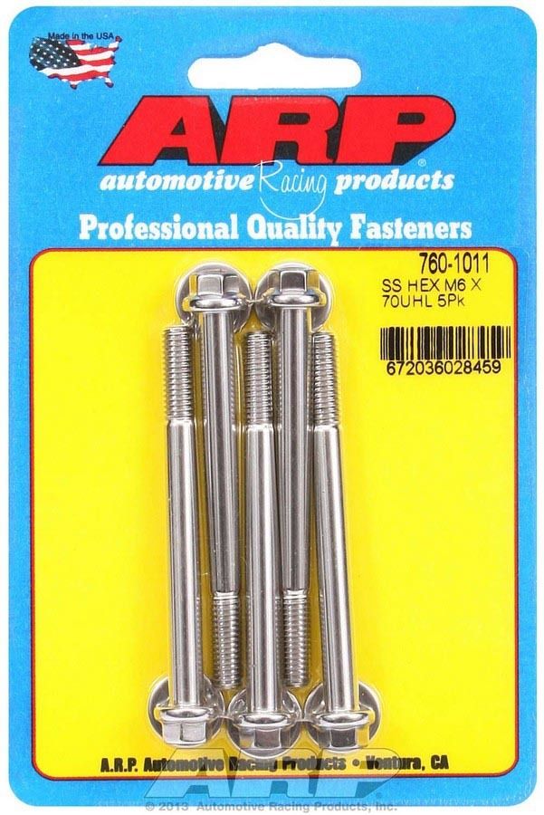 ARP M6 x 1.00 x 70 SS Hex Bolts (5/pkg) 760-1011