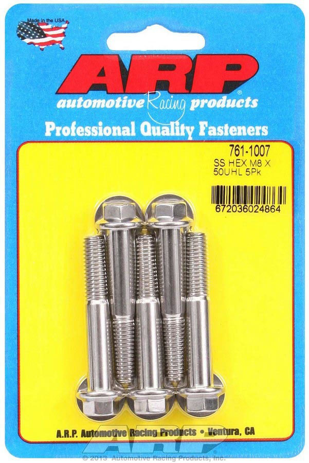 ARP M8 X 1.25 X 50 Hex SS Bolts 7611007