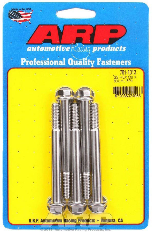 ARP M8 X 1.25 X 80 Hex SS Bolts 7611013