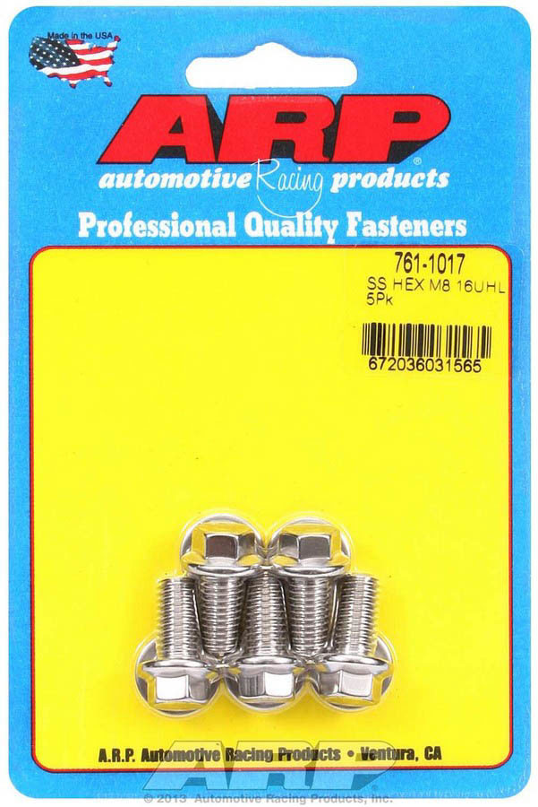 ARP M8 x 1.25 x 16 SS Hex Bolts (5/pkg) 7611017