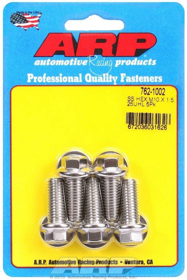 ARP M10 x 1.50 x 25 Hex SS Bolts (5/pkg) 762-1002