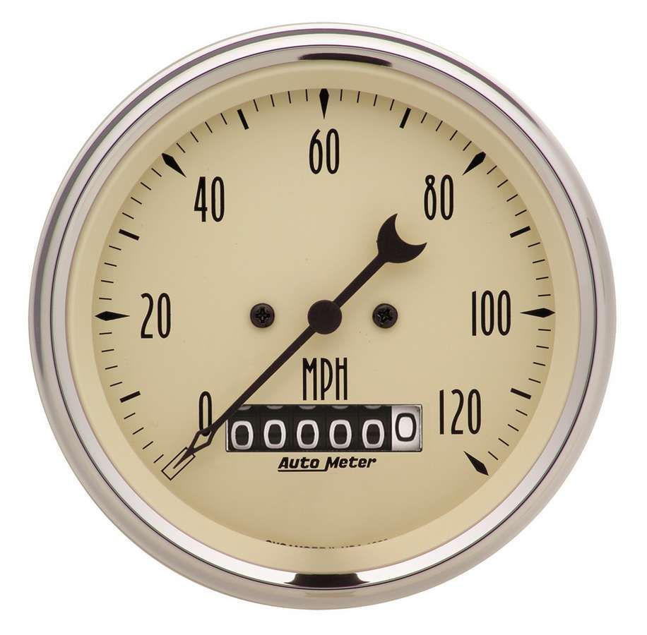 Autometer 3-3/8in 120mph Antique Beige Elec. Programmable Speedometer w/ Wheel Odometer 1879