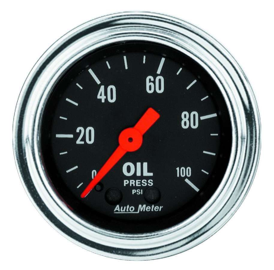 Autometer Traditional Chrome 2-1/16in 100 PSI Mechanical Oil Pressure Gauge 2421