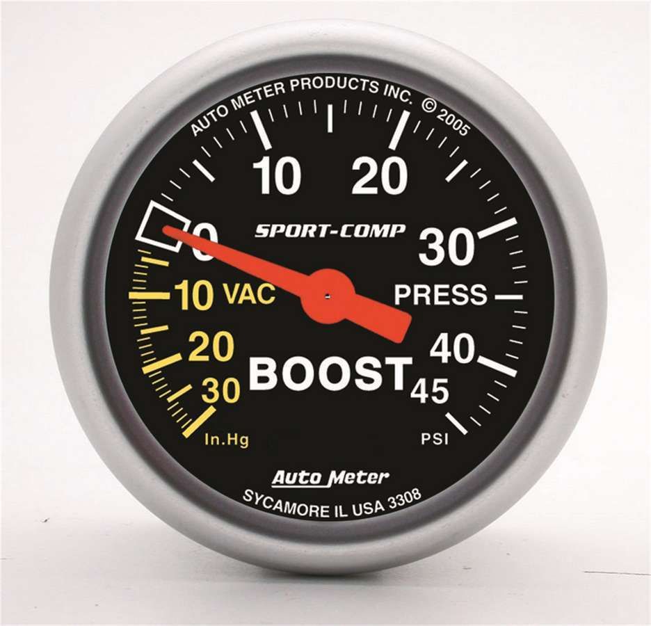 Autometer Sport-Comp 52mm 45 PSI Mechanical Boost Gauge 3308