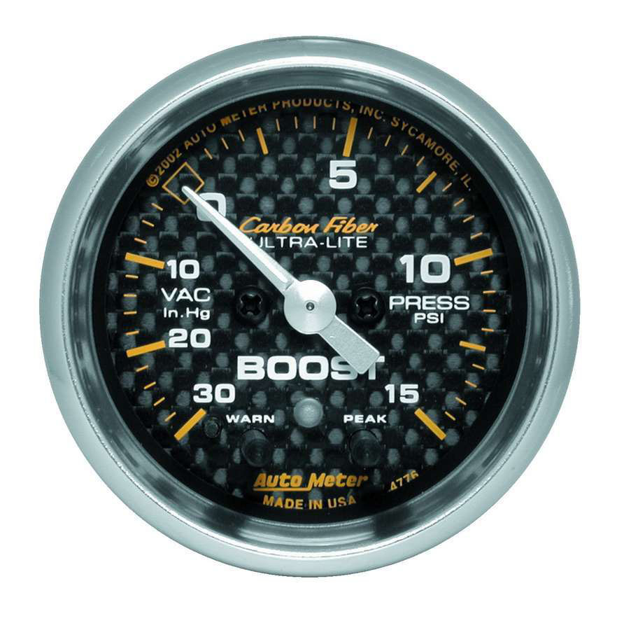 Autometer Carbon Fiber 52mm 15 PSI Electronic Boost Gauge 4776