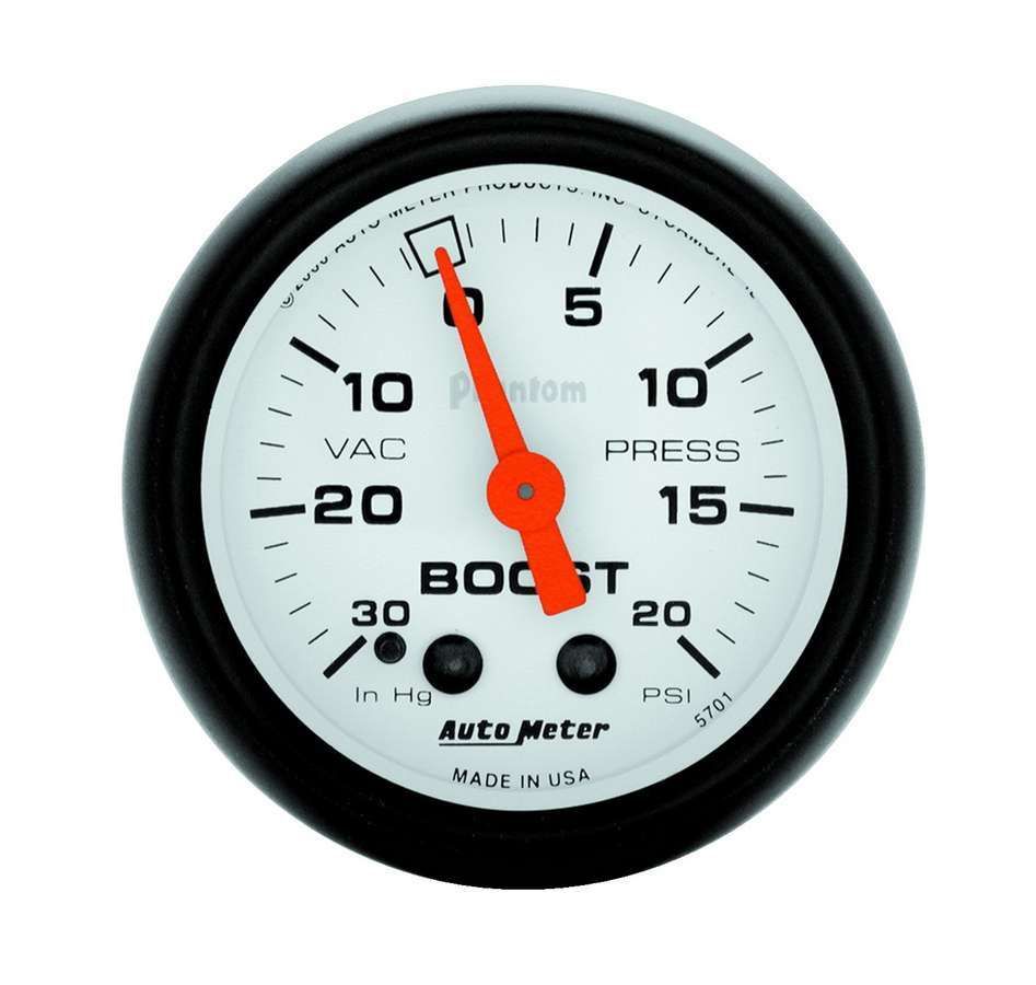 Autometer Phantom 52mm 30in HG.-Vac/20PSI Mechanical Vacuum/Boost Gauge 5701