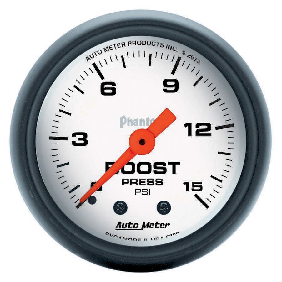 Autometer Phantom 52mm 0-15PSI Mechanical Boost Pressure Gauge 5702