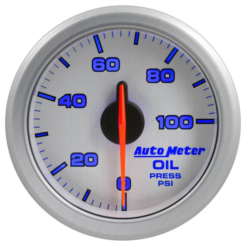 Autometer Airdrive 2-1/6in Oil Pressure Gauge 0-100 PSI - Silver 9152-UL image 6