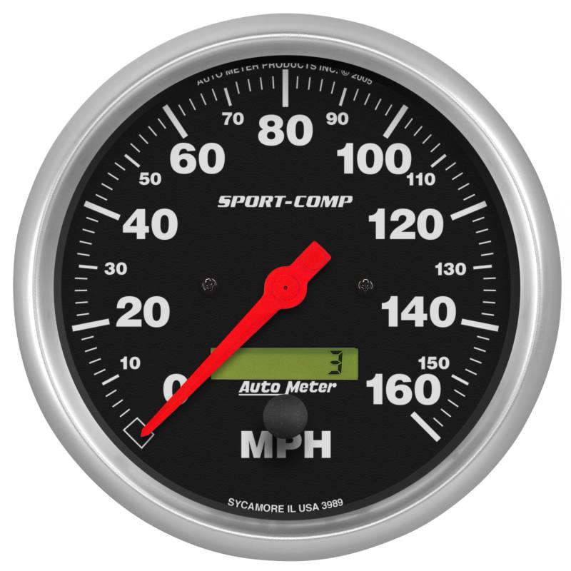 Autometer Sport-Comp 5 inch 160 MPH Electronic Speedometer Gauge w/LCD Odometer 3989 image 2
