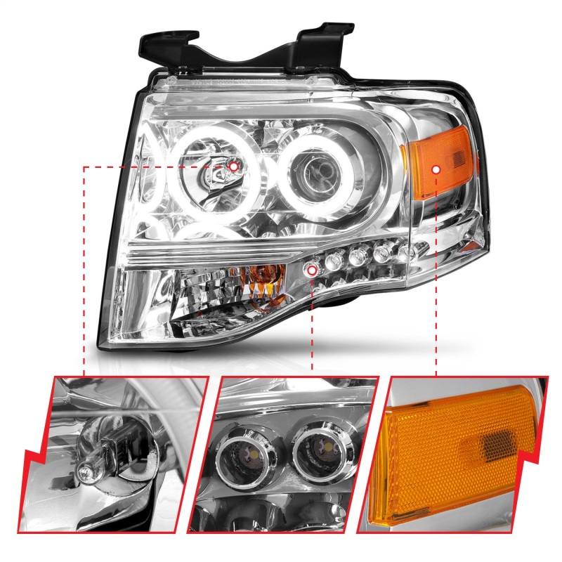 ANZO USA Ford Expedition Projector Headlights Chrome 111114 image 5