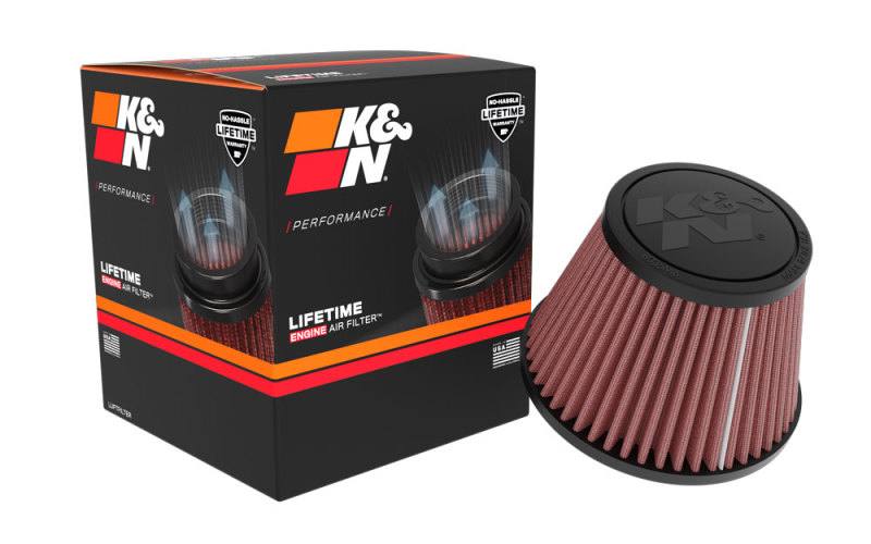 K&N Universal Clamp-on Air Filter 2in Flange ID 5-3/16in Base 3-1/2in Top 3-11/16in Height w/ Vent ru9920 image 5