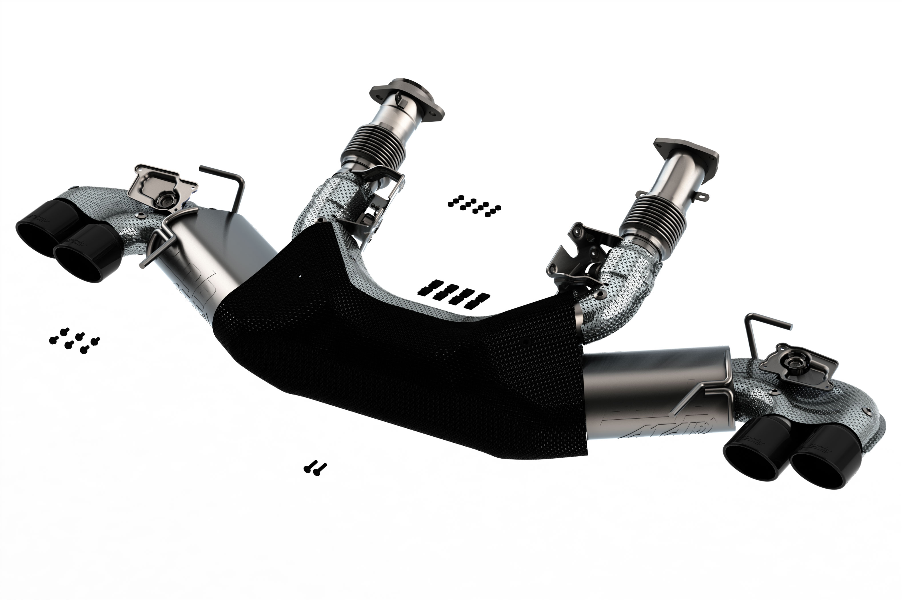 Borla Corvette C8 6.2 ATAK 3in Exhaust System Dual Round Rolled A/C Black Chrome Tips 140839BC