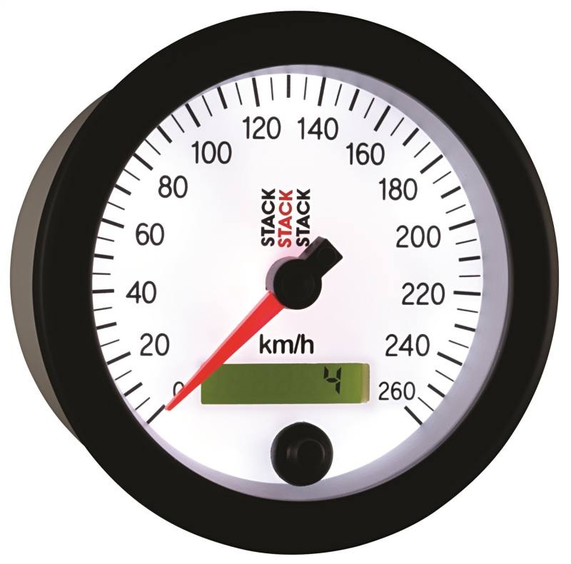 Autometer Stack Instruments 88MM 0-260 KM/H Programmable Speedometer - White ST3852 image 6