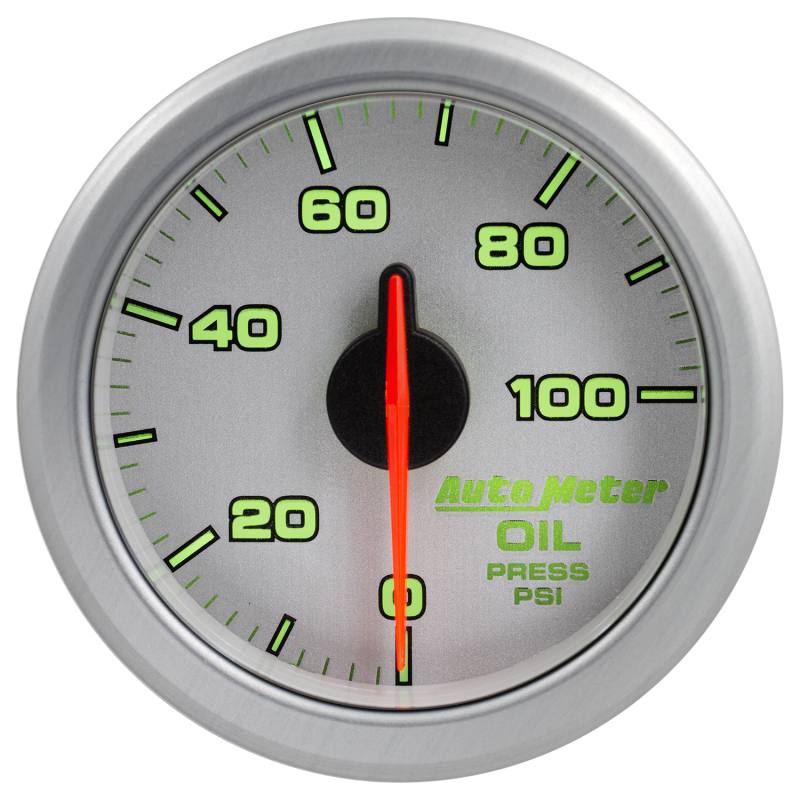 Autometer Airdrive 2-1/6in Oil Pressure Gauge 0-100 PSI - Silver 9152-UL image 4