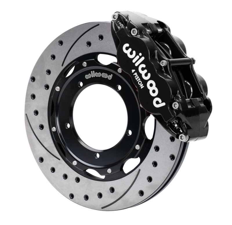 Wilwood 69-89 Porsche 911 Front Superlite Brake Kit 3.5in MT Drilled & Slotted Face - Black 14016947d