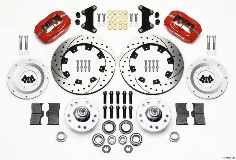 Wilwood Forged Dynalite Front Kit 12.19in Drilled Red 49-54 Chevy/53-62 Corvette (*Line Kit Needed*) 140-11812-dr