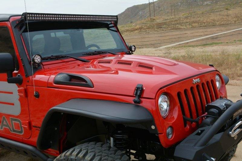 DV8 Offroad 07-18 Jeep Wrangler JK Metal Heat Dispersion Hood - Primer Black hdmb07-02 image 8