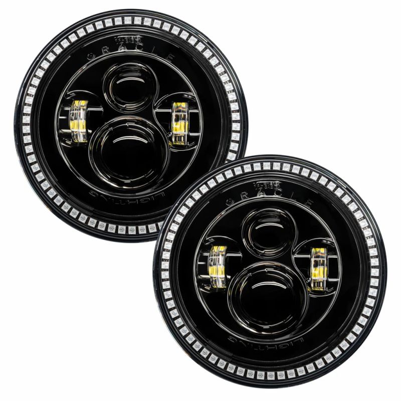 Oracle 7in High Powered LED Headlights - Black Bezel - ColorSHIFT No Controller 5769-334 image 4