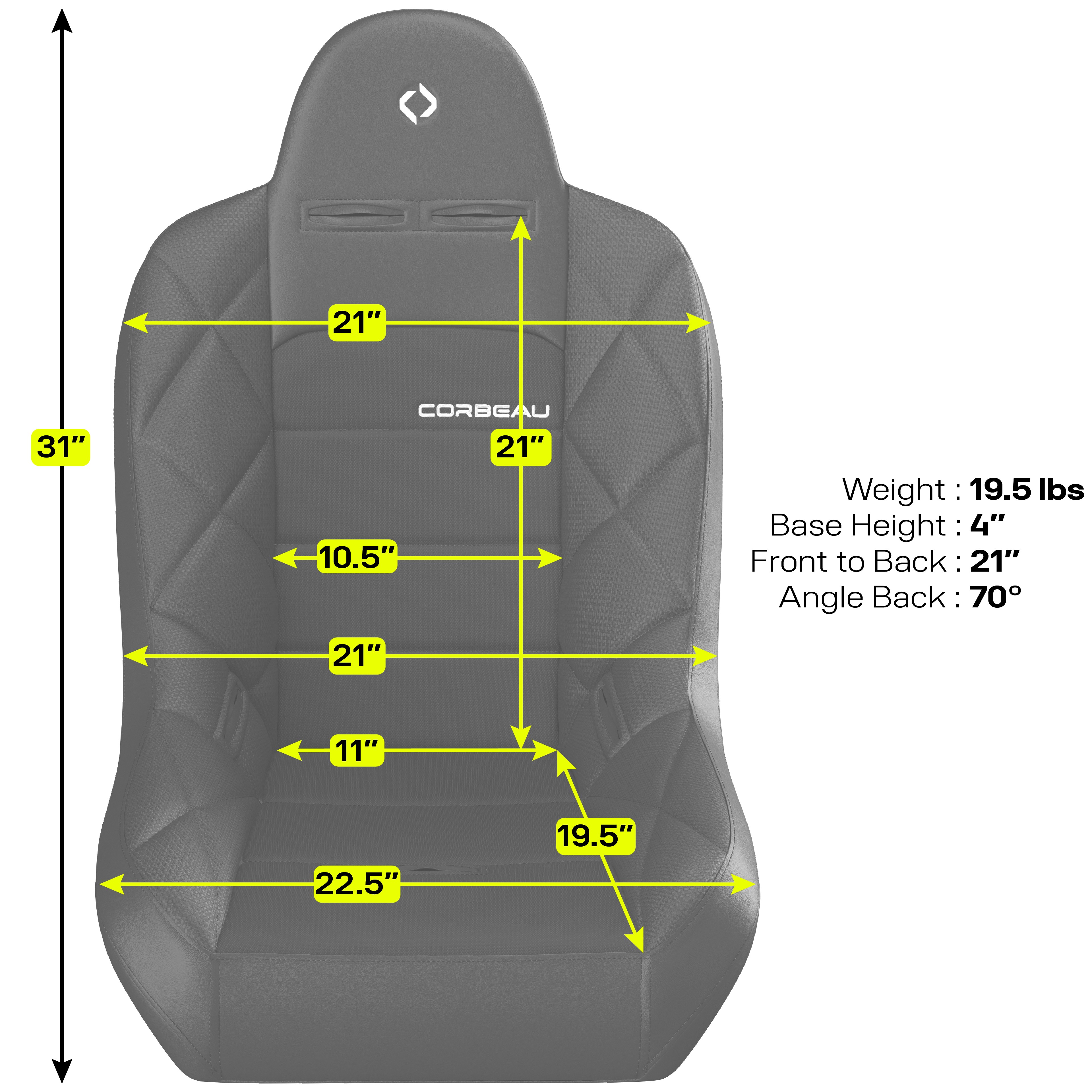 Corbeau Baja JP Seat with Black Vinyl / HD Vinyl 26401 image 5
