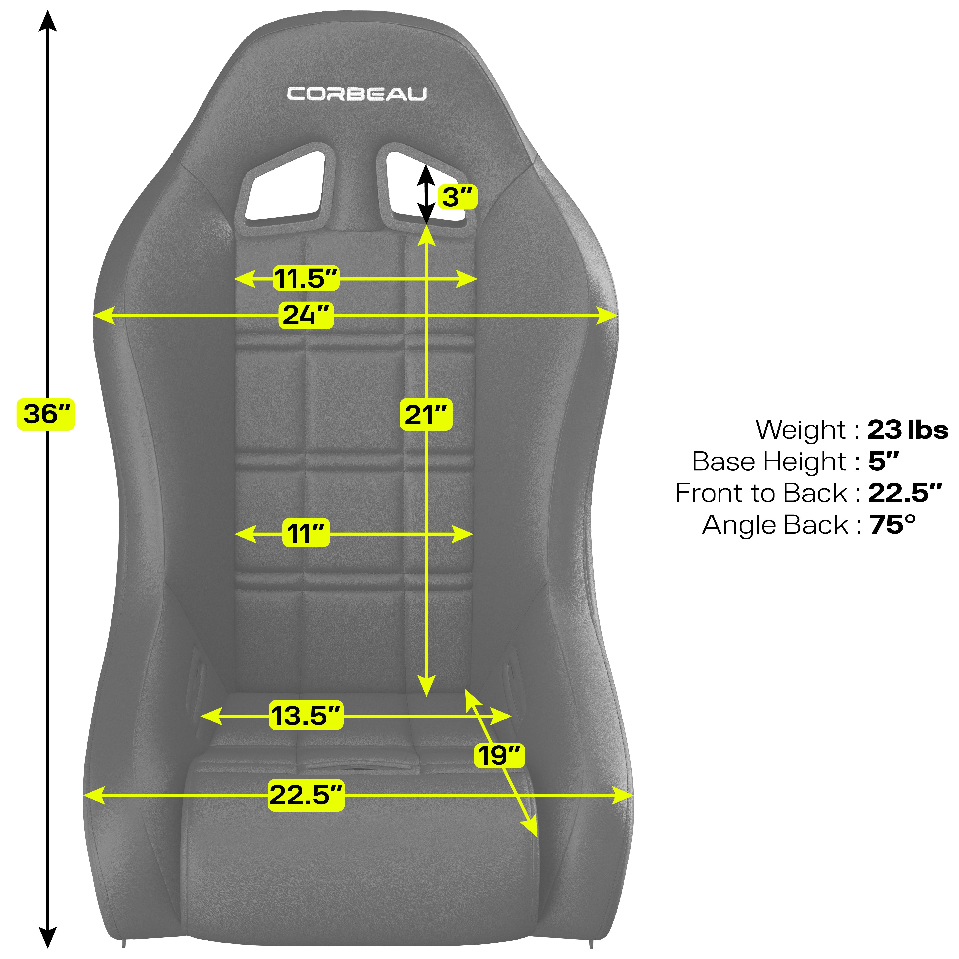 Corbeau Baja XP Seat with Black Vinyl 68801 image 5