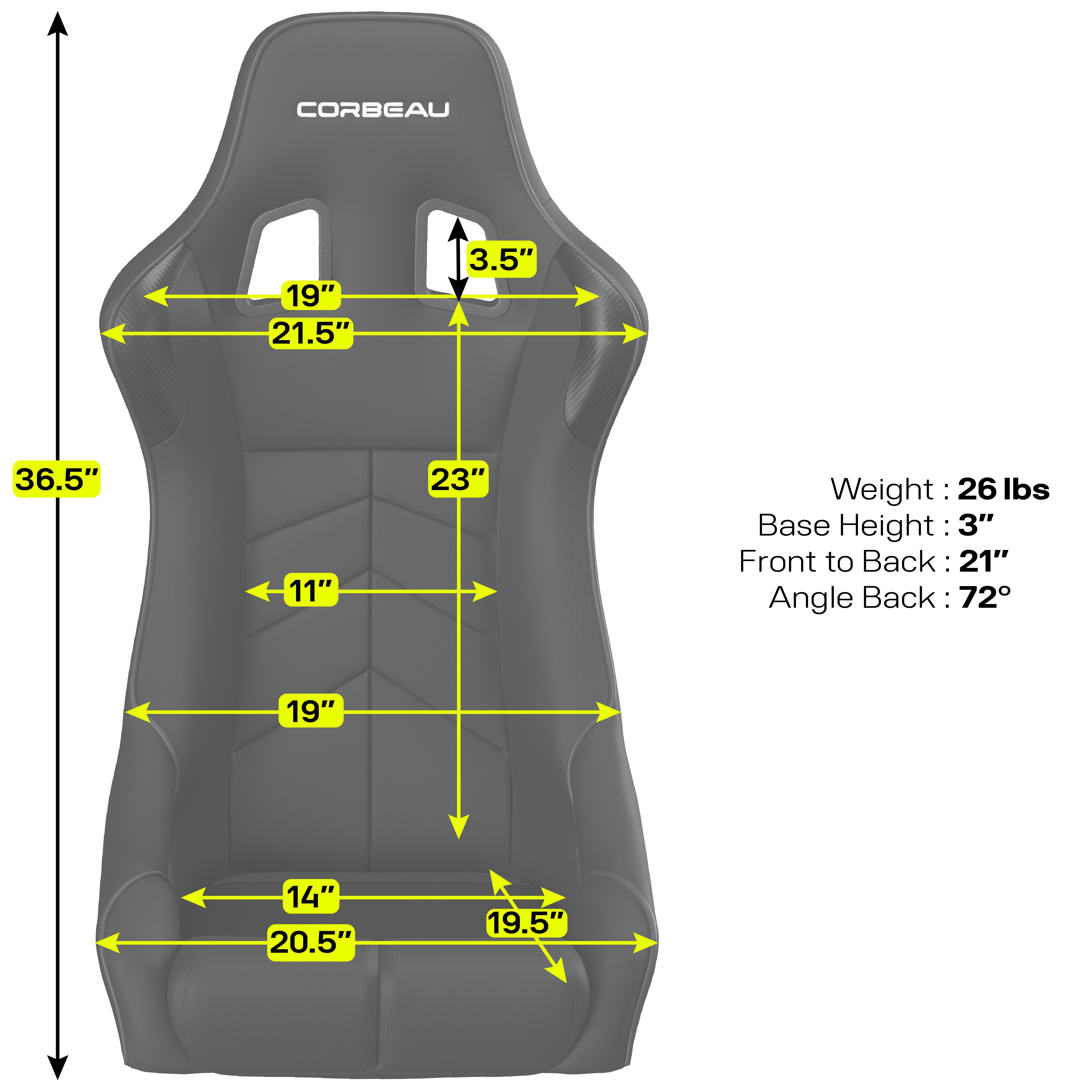 Corbeau DFX Seat with Black Vinyl 34902 image 5