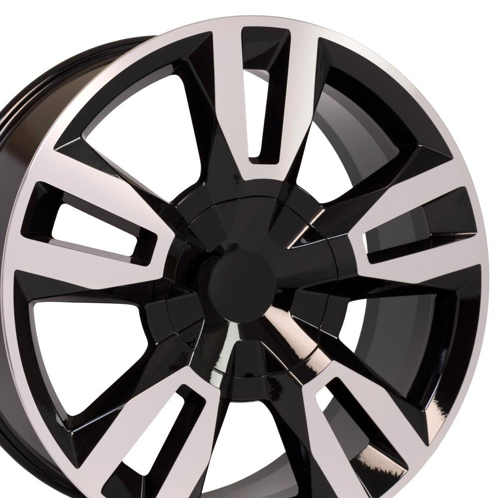 OE Wheels 22 Replica Wheel CV40 Tahoe Rim 22x9 Black Machd Wheel Chevrolet Silverado 1500 1999-2022 cv40-22090-6550-24mb