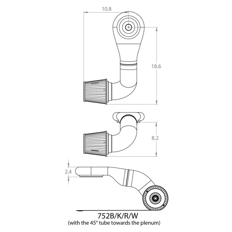 Spectre Plenum Kit Low w/Driver Side 45/90 Degree Tube 752 image 4