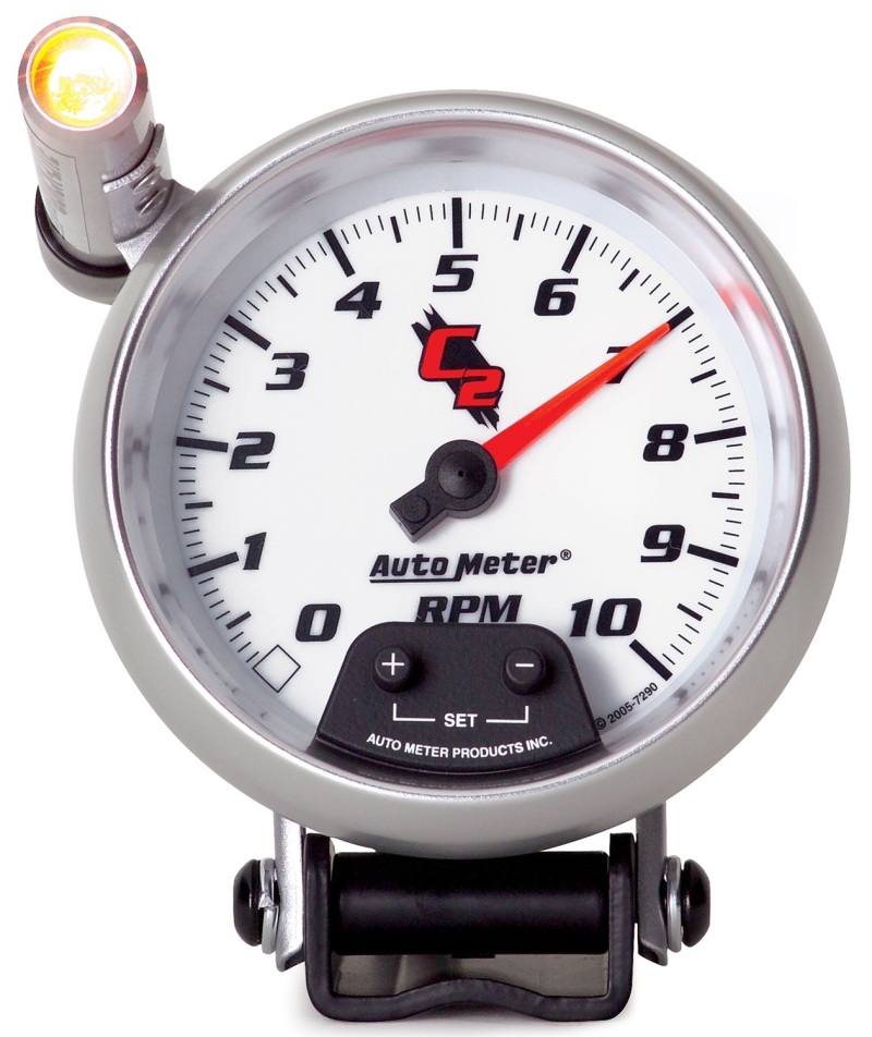 Autometer C2 3 3/4 inch 10000RPM In-Dash Tachometer w/ Ext. Quick-Lite 7290 image 2