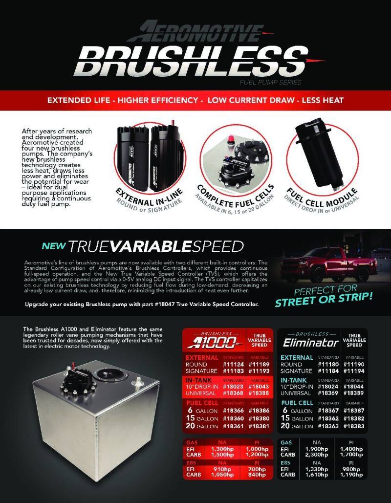Aeromotive Variable Speed Controlled Fuel Pump - Round - In-line - Brushless A1000 11189 image 3