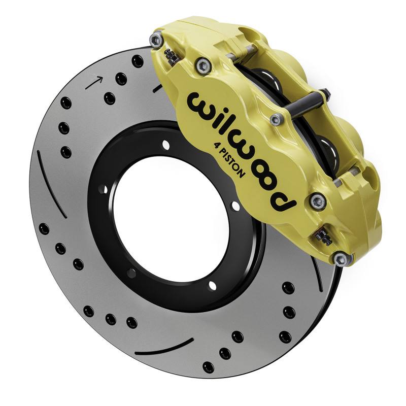 Wilwood 69-83 Porsche 911 Front Superlite Brake Kit 3.5in MT Drilled & Slotted - Yellow 14016679dy