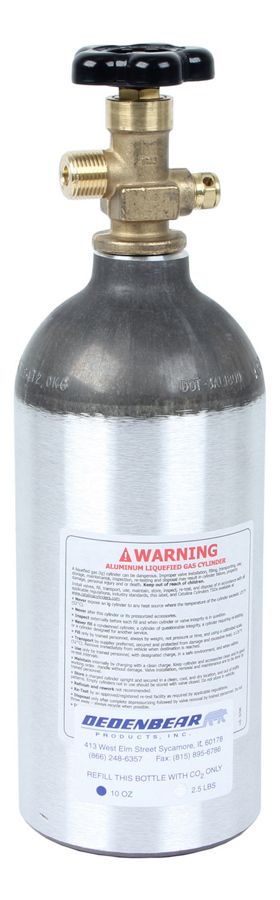 DEDENBEAR 2.5lb. CO2 Bottle w/Valve ab25v