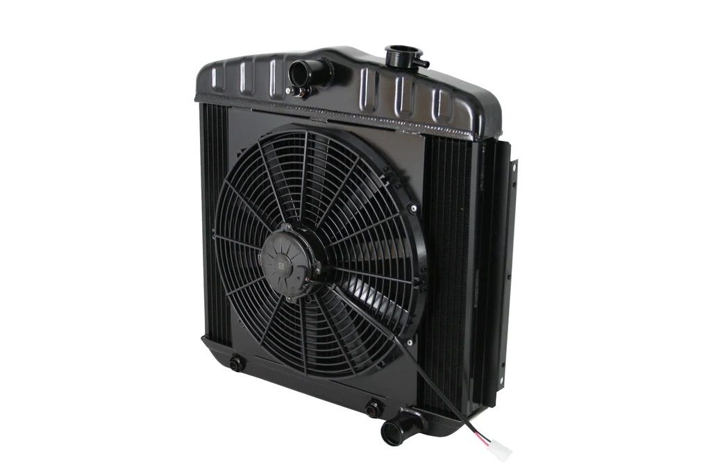 DEWITTS RADIATOR Radiator w/Fans 55-57 Chevy LS Auto Trans Blk 326239013a