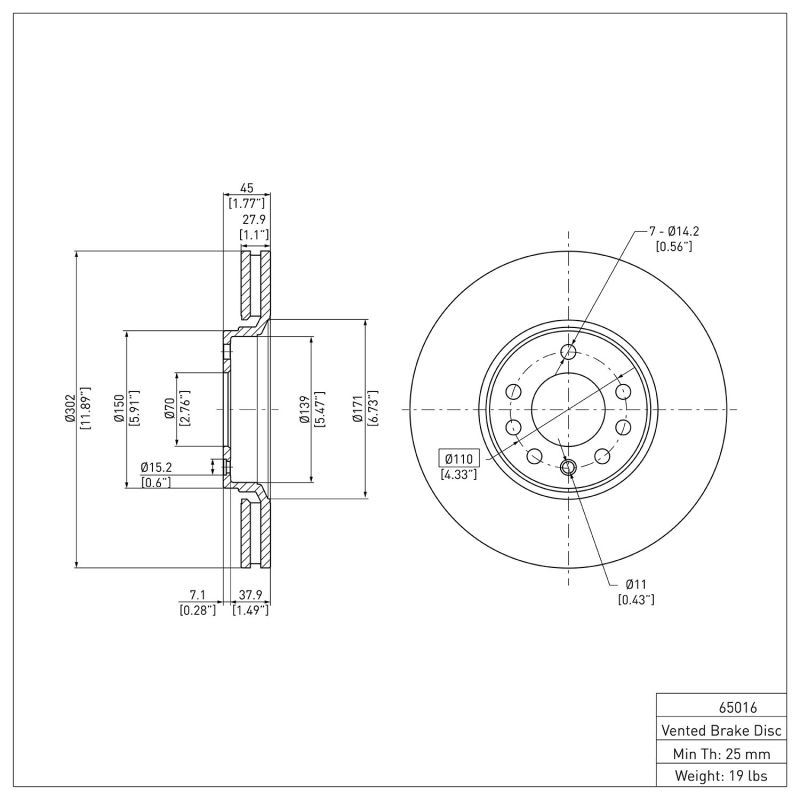 DFC 03-11 Cadillac BLS (Mexico) Front Brake Rotor 600-65016 image 6