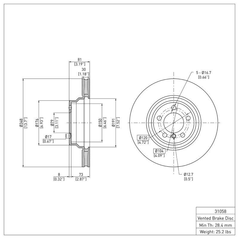 DFC 02-08 BMW 760i Front Brake Rotor 600-31058 image 6