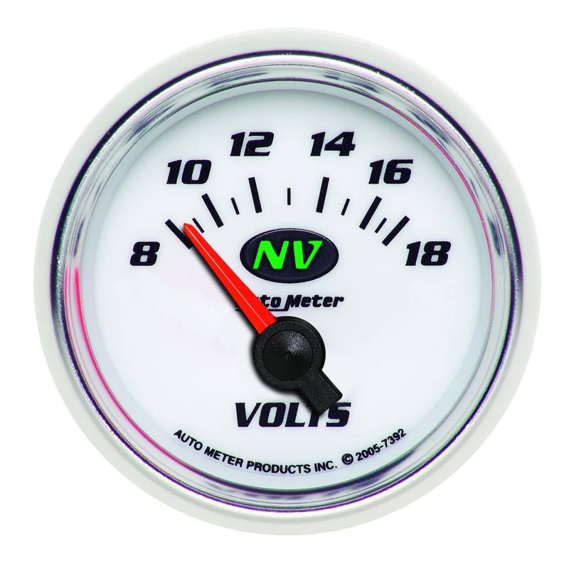Autometer Voltmeter 52.4mm Short Sweep Electric 8-18 Volts 7392