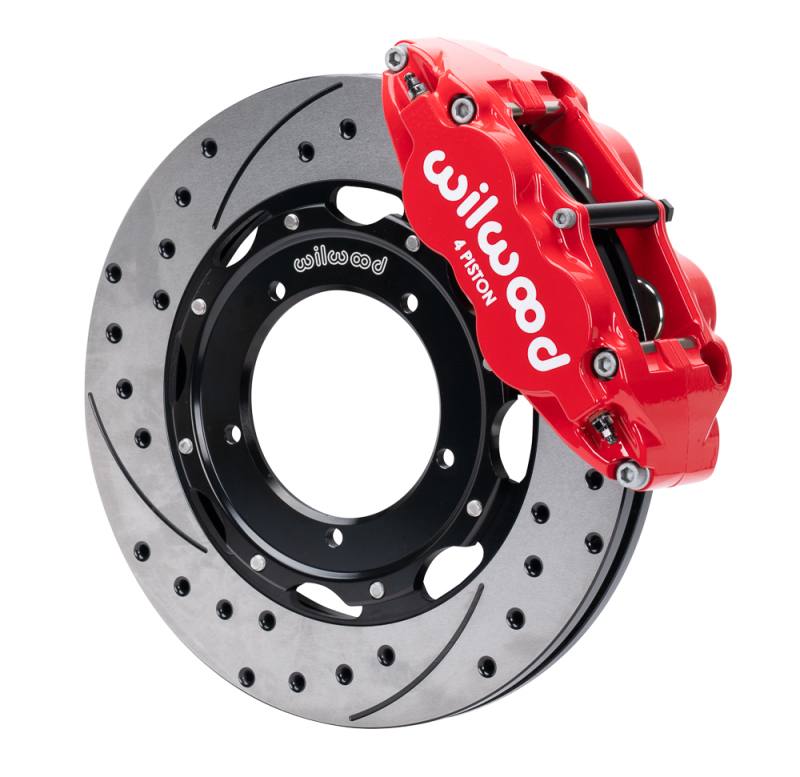 Wilwood 69-89 Porsche 911 Front Superlite Brake Kit 3.5in MT Drilled & Slotted Face - Red 14016947dr