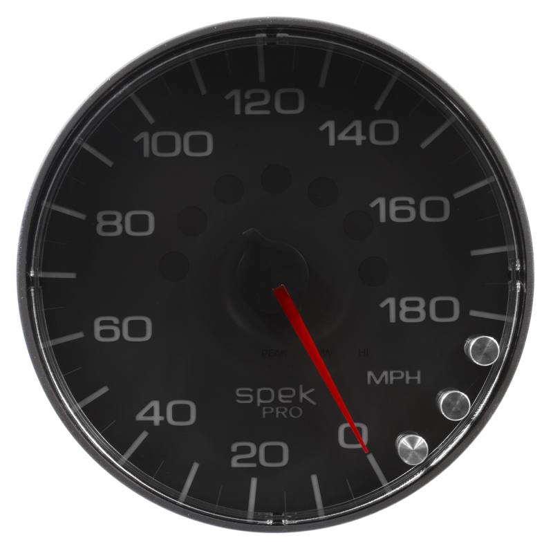 Autometer Spek-Pro Gauge Speedometer 5in 180 Mph Elec. Programmable Black/Black P230328 image 3