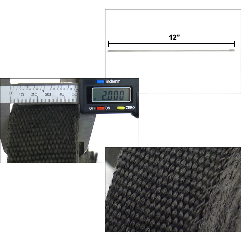 SPEC-D Tuning Exhaust Wrap & Ties - Black ew-50blk image 2