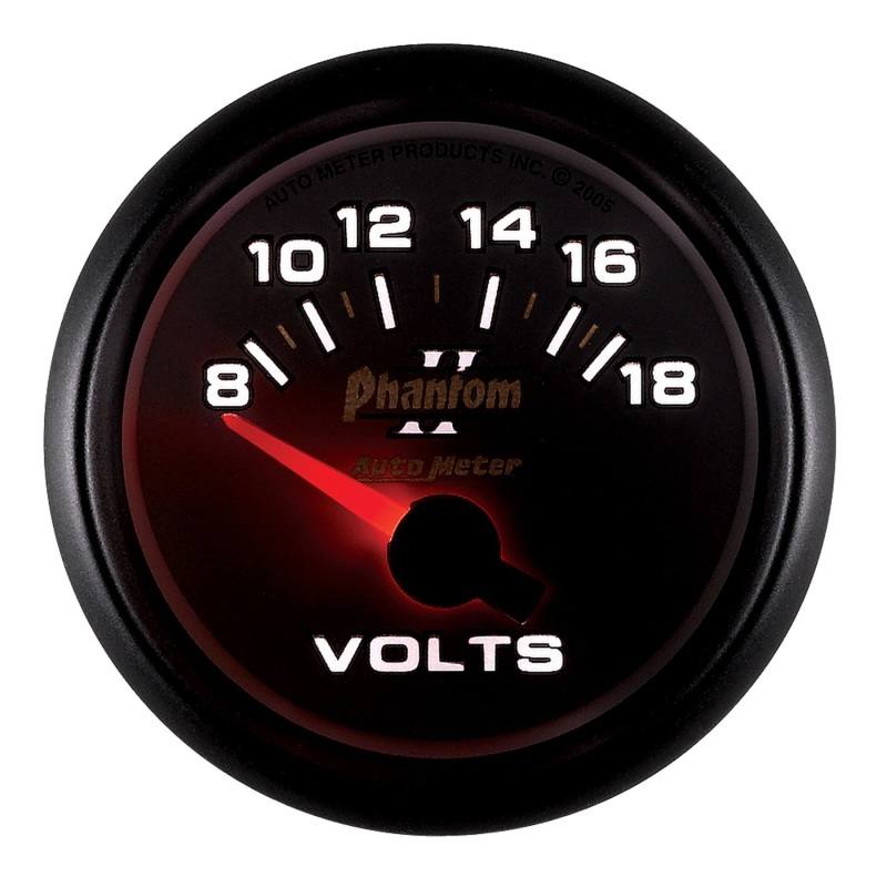 Autometer Phantom II 52.4mm Short Sweep Electronic 8-18 Volts Voltmeter Gauge 7592 image 3