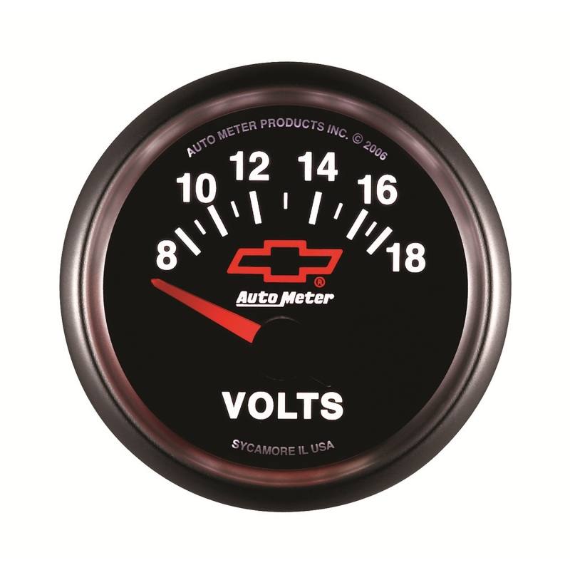 Autometer GM Bowtie Black 2-1/16 Voltmeter 8-18V 3692-00406 image 4