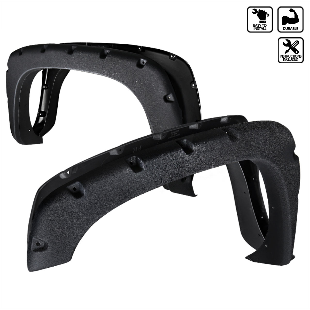 Spec-D Tuning 4PC Front + Rear Rugged Textured Pocket Style Bolt On Fender Flares Compatible with Chevy Silverado GMC Sierra 1999-2006