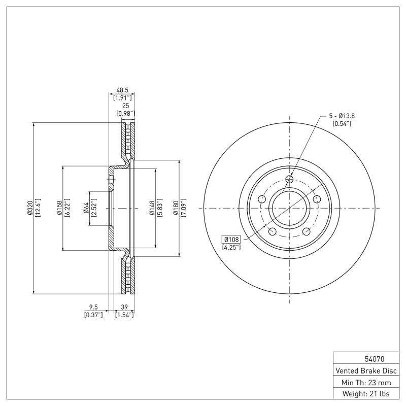 DFC 04-19 Ford Escape Front Brake Rotor 600-54070 image 6