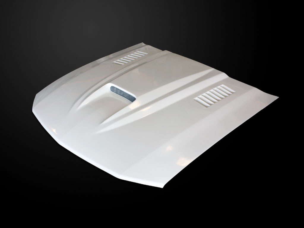 Amerihood Ford Mustang Type-SMS Style Functional Heat Extraction Ram Air Hood FM05AHSMSFHW