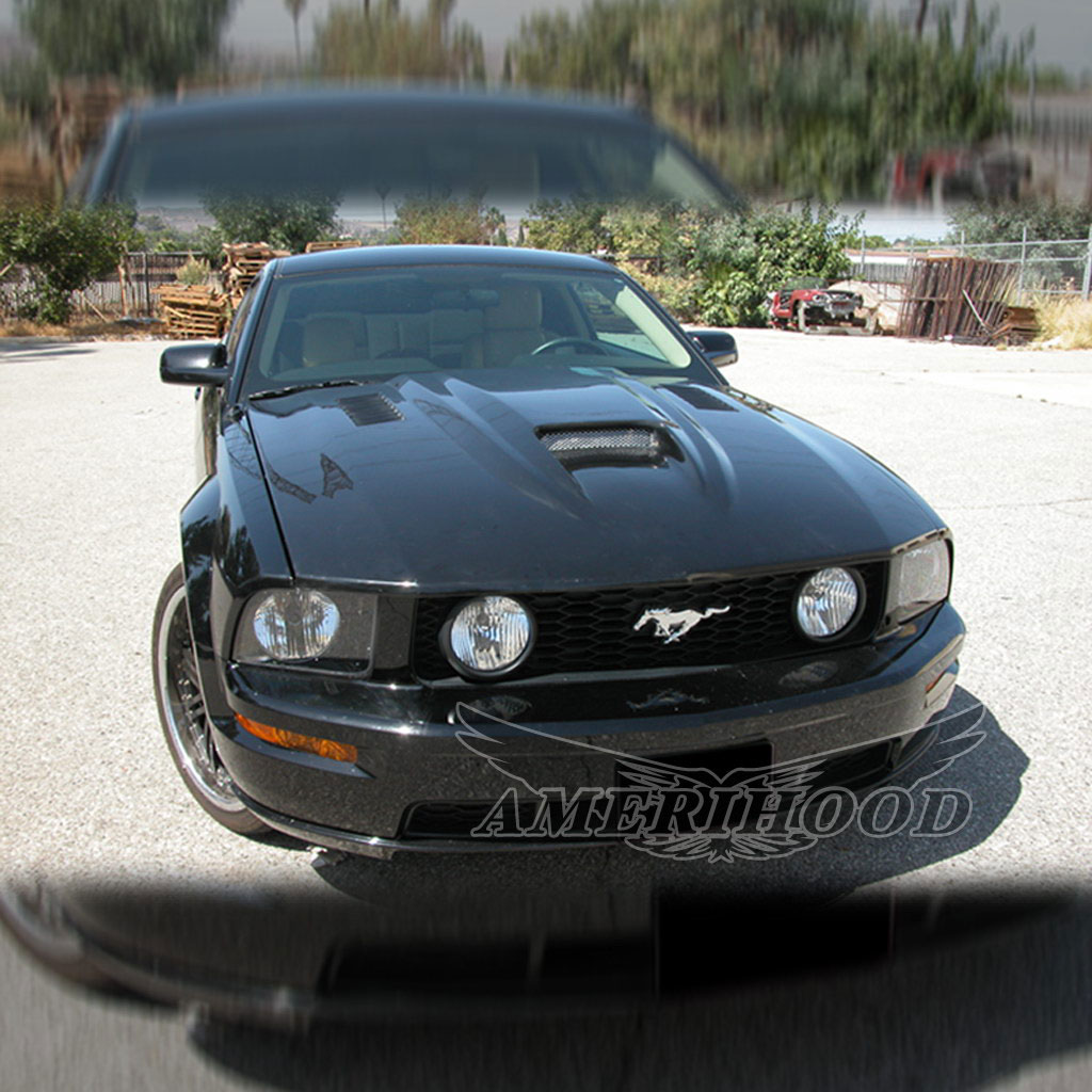Amerihood Ford Mustang Type-SMS Style Functional Heat Extraction Ram Air Hood FM05AHSMSFHW image 8