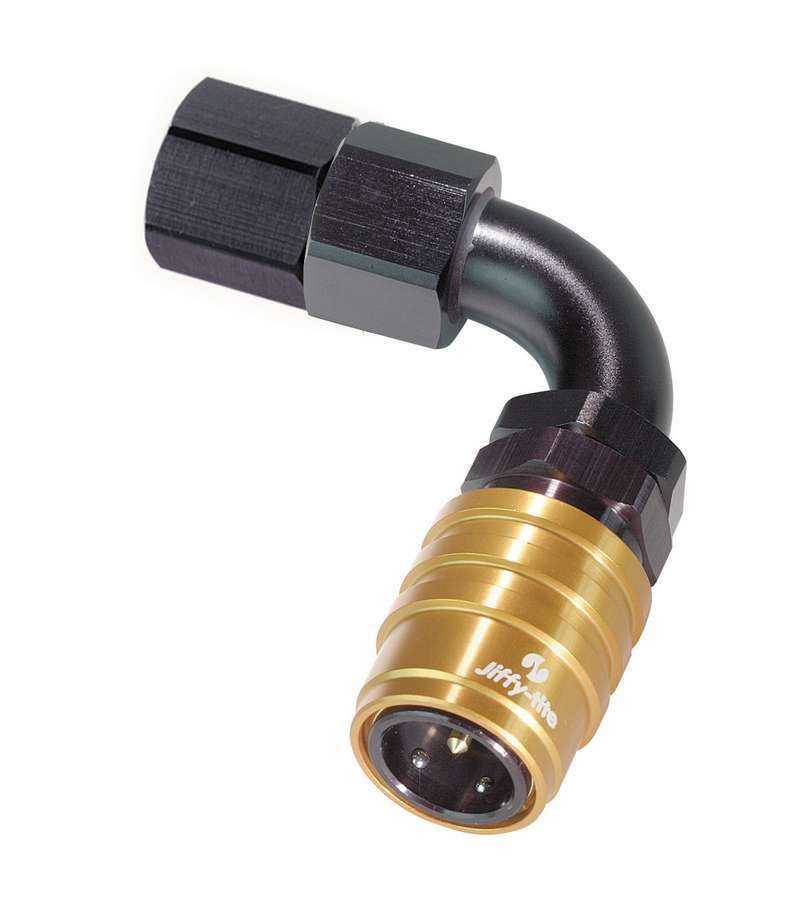 JIFFY-TITE 6AN 90Deg FM Elbow Valved Quick Connect BLK 21306e